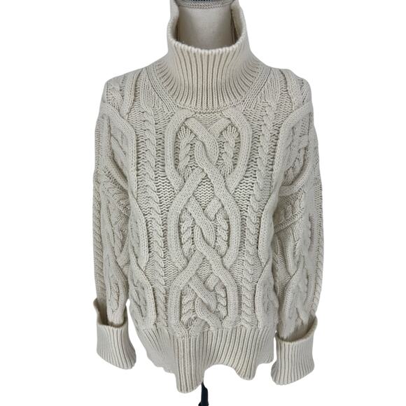 Citizens of Humanity Zola Cable-knit Cashmere Turtleneck Sweater in Ivory - Picture 6 of 14